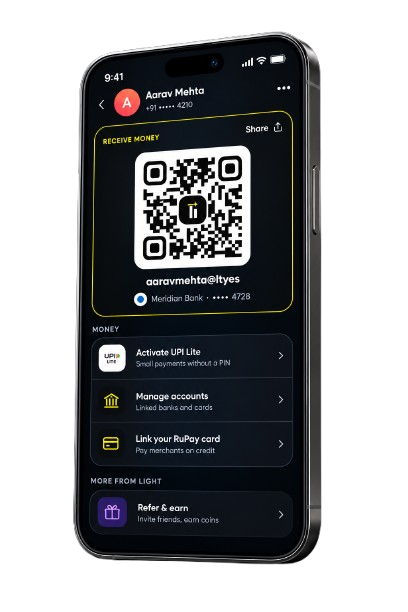 Light App Receive Money QR